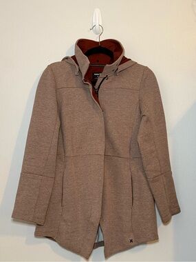 Hurley Women’s Hooded Jacket Taupe Rust Lined Long Coat